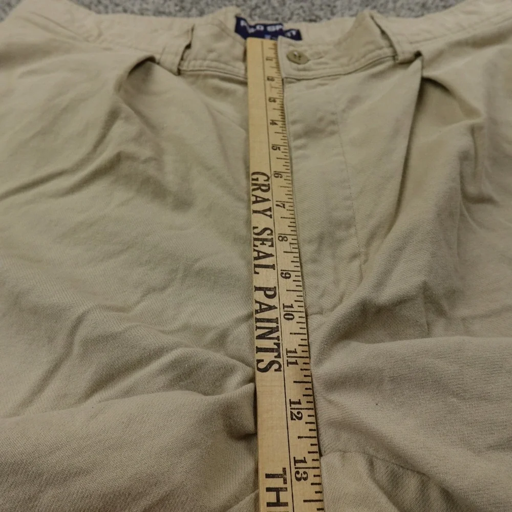 VTG Ralph Lauren Shorts Mens 38 Brown Beige Chino Polo Sport Pleated Dad 90s Y2K
